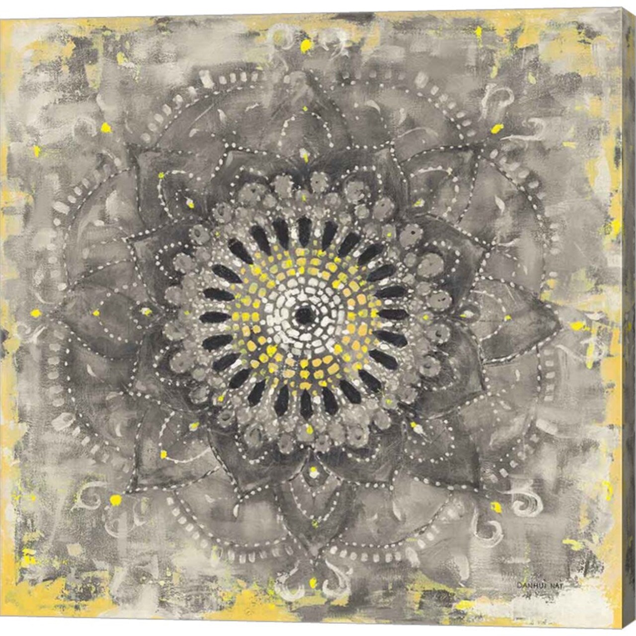 Gray Concentric Mandala by Danhui Nai - 24x24 Canvas Art Print